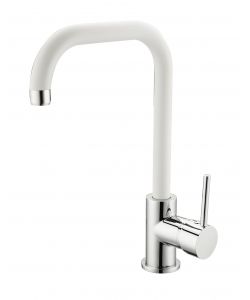 Rubinetto miscelatore lavello bocca alta in ottone, finitura bianco satinato diam.35 mm