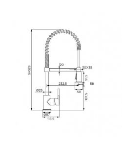 Rubinetto miscelatore monocomando lavello, con doccetta abs 2 getti con aggancio magnetico