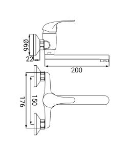 Fast Rubinetto Monocomando a Muro per Lavello Cromo Bocca Girevole � 35 mm