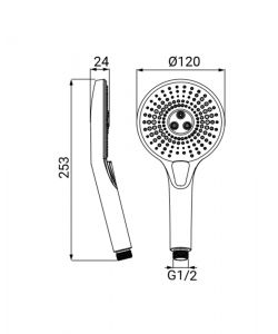 Idrobric Doccino nero e cromato Vortex 12 cm a 3 getti