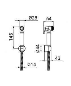 Idro-Bric idroscopino tondo Flex 150 cm cromato con supporto a parete