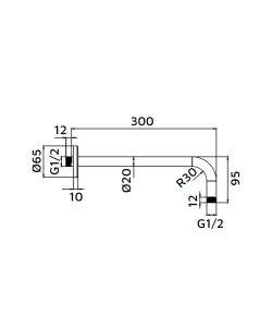 Braccio doccia tondo 30 cm cromato acciaio inox 304 installazione parete