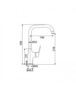 Idro Bric Miscelatore lavello monocomando Kalos cromato 278 mm