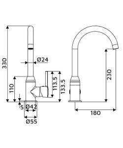 Idrobric Miscelatore Lavello da Cucina Bocca Alta Amsterdam Cromo 35mm
