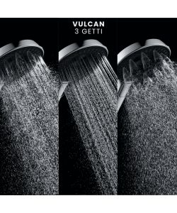 Doccia Vulcan 13 cm con Pulsante 3 Getti Cromato/Nero Anticalcare