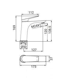 Idrobric Miscelatore Monocomando Lavabo per Bagno Dynamic Cromo D.26mm