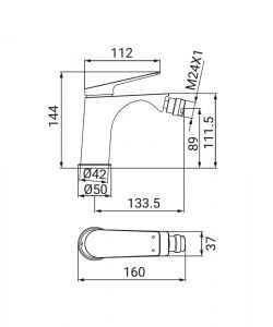 Idrobric Miscelatore Rubinetto Bidet Dynamic Cromo D.26 mm