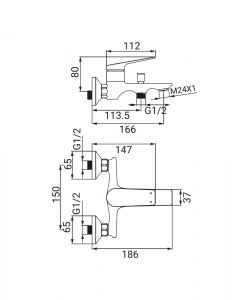 Idrobric Miscelatore Monocomando Rubinetto Vasca Dynamic Cromo d.35mm