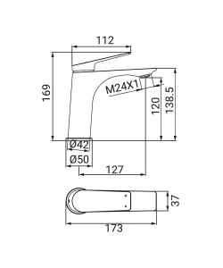 Miscelatore Dynamic Lavabo Monocomando Gungrey d.26mm con Piletta Inclusa