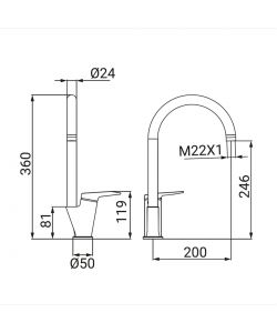 Idro-Bric Miscelatore lavello cucina monocomando gungrey bocca alta Ø35mm