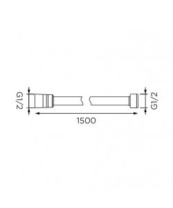 Flessibile plastica rinforzata, cromato/bianco lungh.150mm