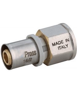 IDRO BRIC Raccordo Dritto Femmina 1/2'' x 16 mm a Pressare per Multistrato