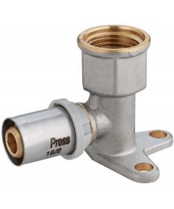 IDRO BRIC Gomito a Pressare Multistrato 1/2' F x 20 mm con Staffa