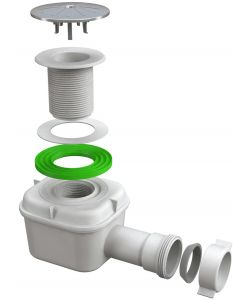 Sifone Splash per Doccia 1'1/2 in Polipropilene e Piletta d. 80 mm Cromato