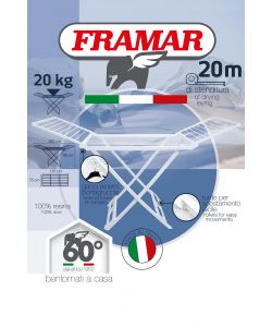 Framar Stendino per Bucato in Resina Bianca con Rotelle - 180x95 cm