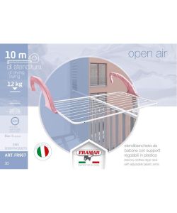 Framar Stendino da Balcone Open Air 10m Acciaio - Stenditore Resistente 105x55cm