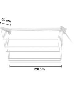 Framar Stendibiancheria Saliscendi da parete e soffitto Bianco Acciaio 120 cm