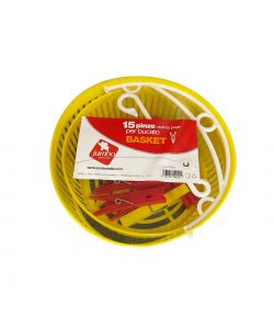 Jumbo Cestino Basket con 15 Mollette per Bucato - Colori Assortiti