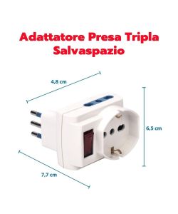 Poly Pool Adattatore 3 Prese con Interruttore di Sicurezza - Spina 10A
