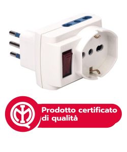 Poly Pool Adattatore 3 Prese con Interruttore di Sicurezza - Spina 10A