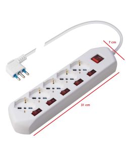 Poly Pool Multipresa Bianca 16A 250V 1,5m - 5 Prese Pluristandard