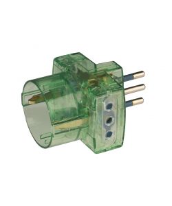 Adattatore Verde pluristandard con spina 10A 2P + T