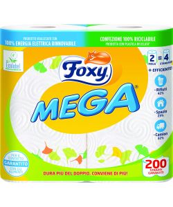 Foxy Carta Cucina Decorata 2 Veli Bianco - Confezione 2 Maxi Rotoli
