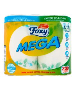 Foxy Carta Cucina Decorata 2 Veli Bianco - Confezione 2 Maxi Rotoli