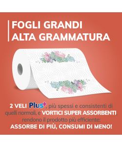 Foxy Asso Ultra Asciugatutto 2 maxi rotoli decorati bianchi e multicolore