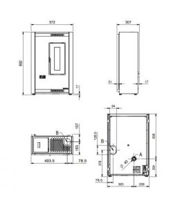 Extraflame Stufa a Pellet Luisella Nera 4,4kW - 572x307x892 mm