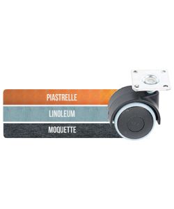 Ruota Nylon Grigio Mm.40 Piastra Mm.38X38