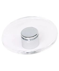 Pomolo Piatto Tondo Trasparente Mm.65 Inserto Cromo