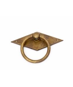 Maniglia rombo con anello patinato antico 55 x 48 mm