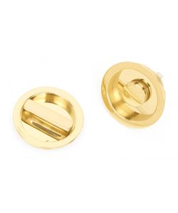 Maniglia incasso Ottone Lucido con nottolino - Foro 48 mm - 40-45 mm