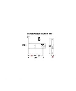 OMEC Serratura Fascia 44F.22 E.80 per Porte e Cancelli Nichelata 8mm