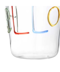 Bicchiere in Vetro Borosilicato con Scritta Hello Colorata - 380 ml