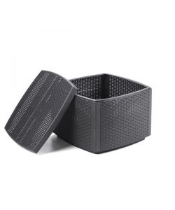 Ipae Progarden Tavolino Contenitore Giardino - Effetto Rattan Antracite - 53x53 cm