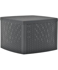 Ipae Progarden Tavolino Contenitore Giardino - Effetto Rattan Antracite - 53x53 cm