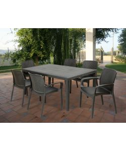 Tavolo Prince 150 x 90 x 72 cm Rattan Antracite