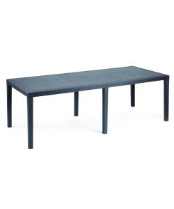 Tavolo Queen Antracite Allungabile in Resina Effetto Rattan - 220x90 cm - Ipae Progarden