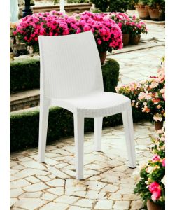 Sedia Intrecciata Effetto Rattan Lady - Bianco - Impilabile