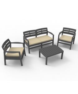 Ipae Progarden Set Arredo Giardino Java - Antracite - Con Cuscini