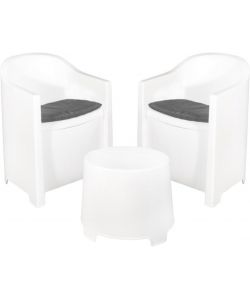 Set Luna con 2 poltrone e tavolo Bianco