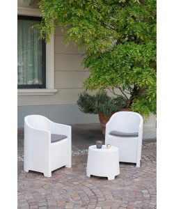 Set Luna con 2 poltrone e tavolo Bianco
