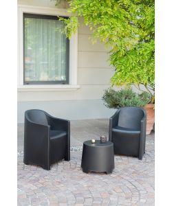 Ipae Progarden Set da Giardino Luna - Antracite - 2 Poltrone e Tavolino