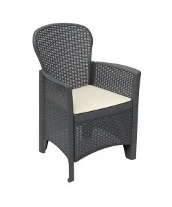 Poltrona Componibile Folia in Resina Effetto Rattan Antracite - 89 x 60 x 58 cm - Ipae Progarden