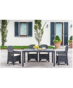 Poltrona Componibile Folia in Resina Effetto Rattan Antracite - 89 x 60 x 58 cm - Ipae Progarden