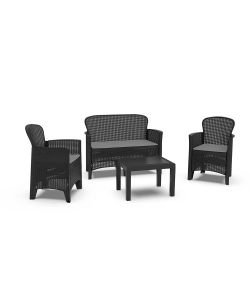 Progarden Salotto da Giardino Set Jungle Antracite Cuscini - 4 Pezzi