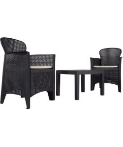 Ipae Progarden Set da Giardino Akita in Polipropilene Effetto Rattan - Antracite