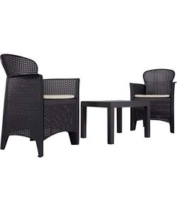 Ipae Progarden Set da Giardino Akita in Polipropilene Effetto Rattan - Antracite